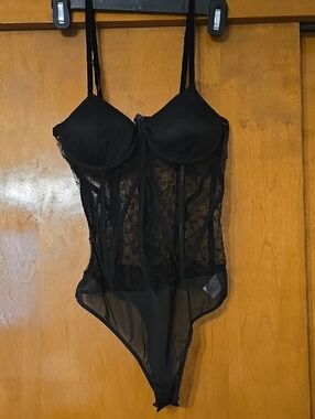 Lulu's Black Lace Bustier Bodysuit